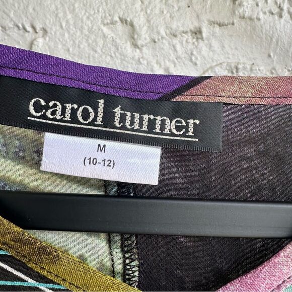 CAROL TURNER Blouse Top Women Medium Vintage Artsy Boho Art To Wear Geometric - Picture 7 of 9